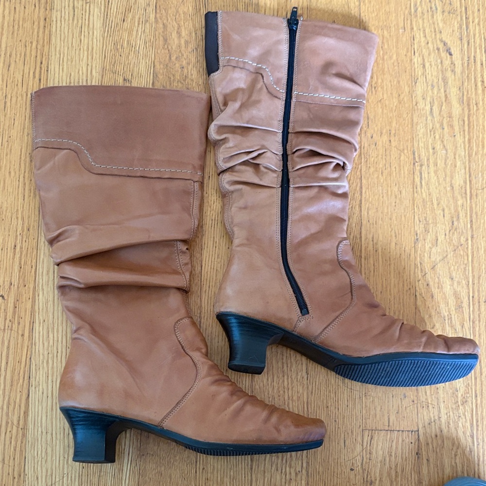 Rieker Leather Heeled Boots German Designer 39 8.5